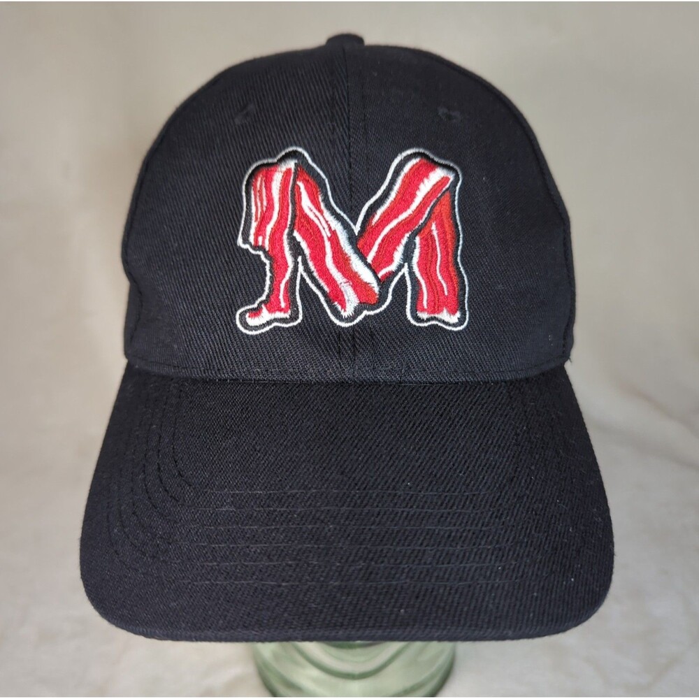 Macon Bacon Hat Embroidered Strip Logo Mens Black Baseball Strap Back APC Cap